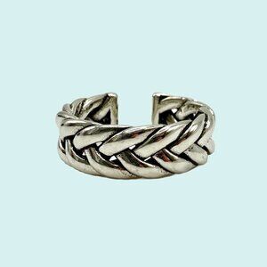 Sterling Silver 925 Adjustable Braided Band Ring #1445